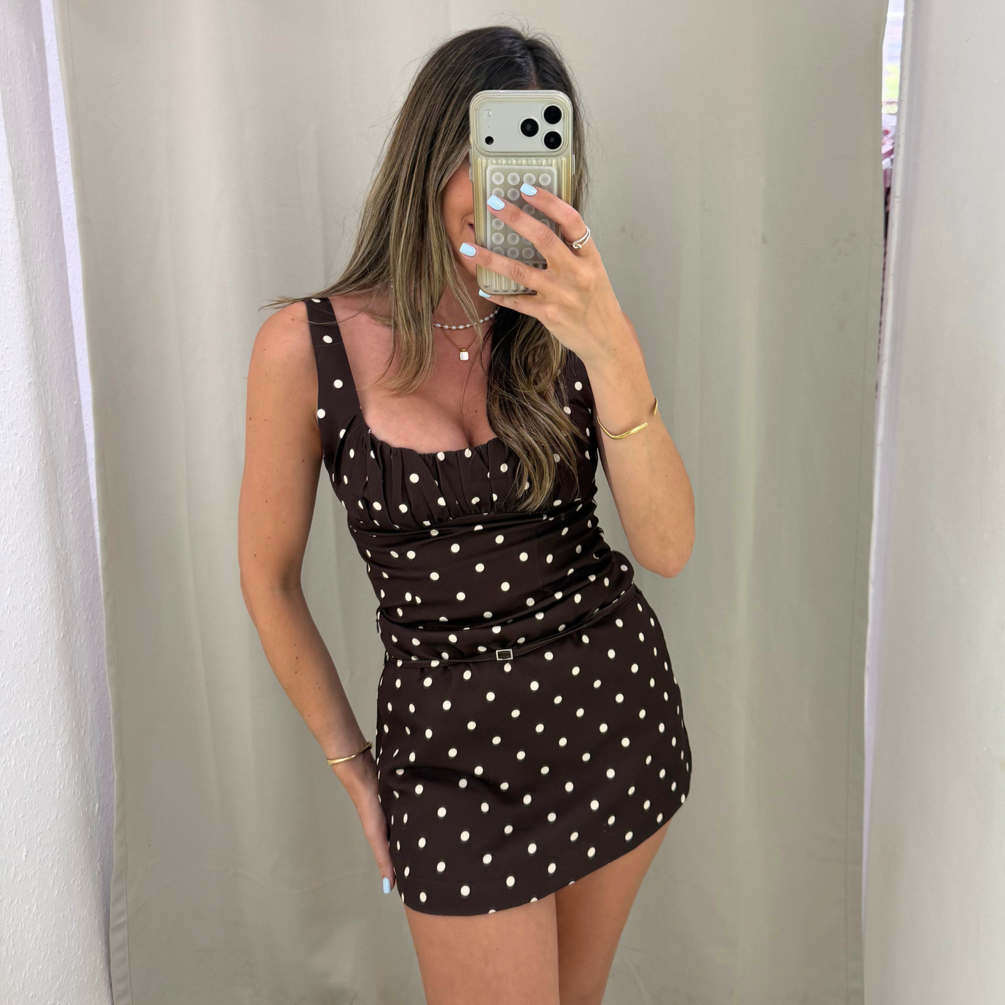 Chocolate polka dot skort