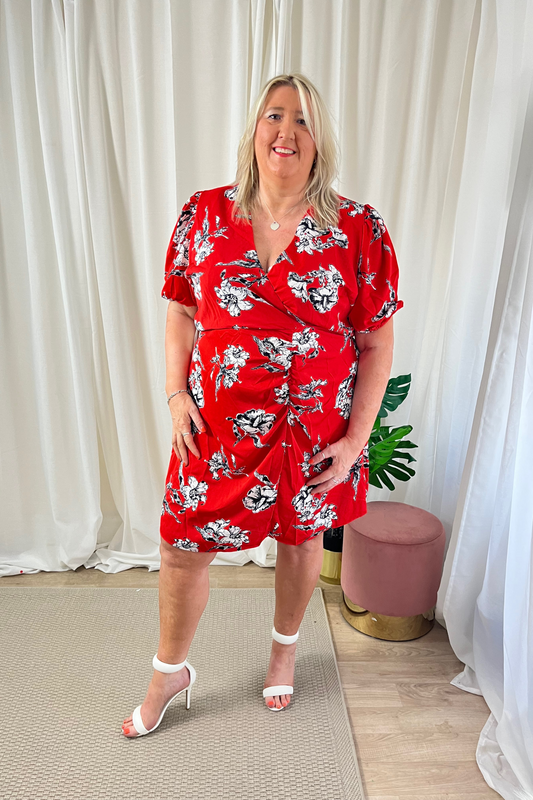 Plus Size Red Floral Dress