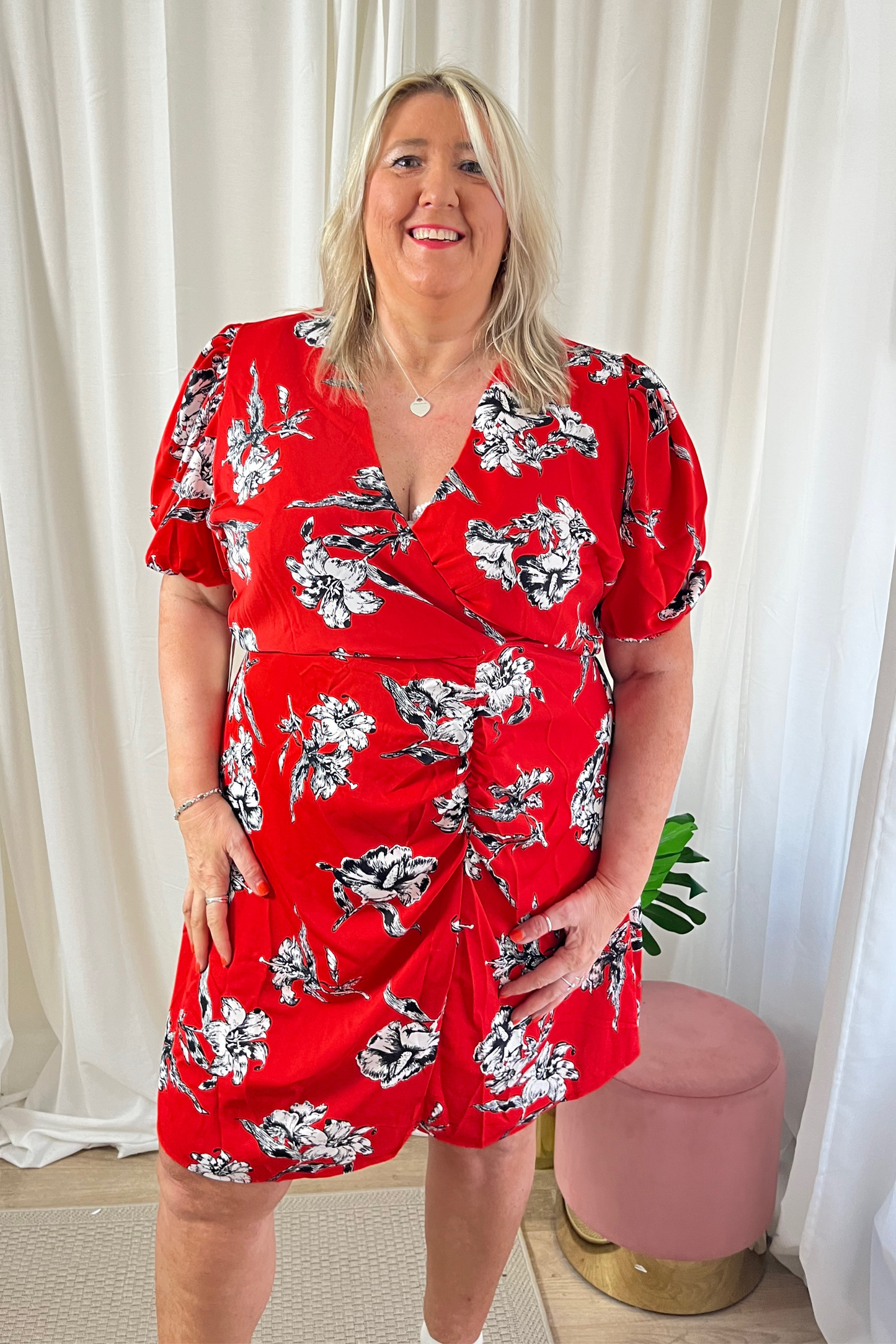 Plus Size Red Floral Dress