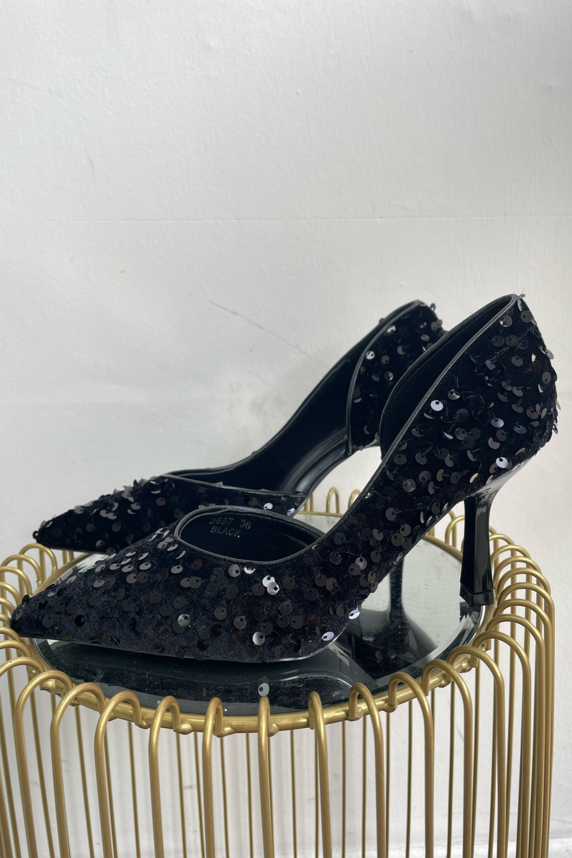 Womens black sequin shoes on sale