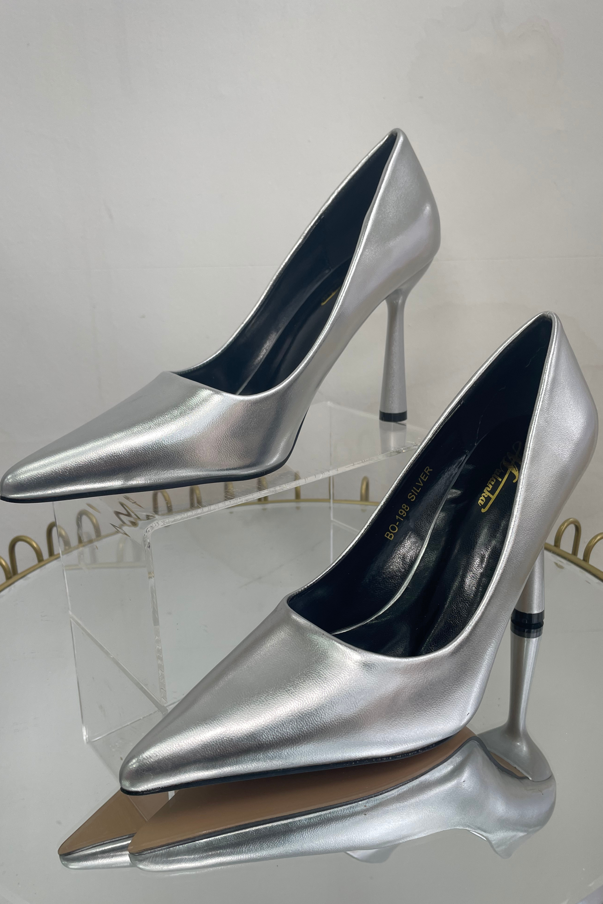 Metallic shoes heels on sale