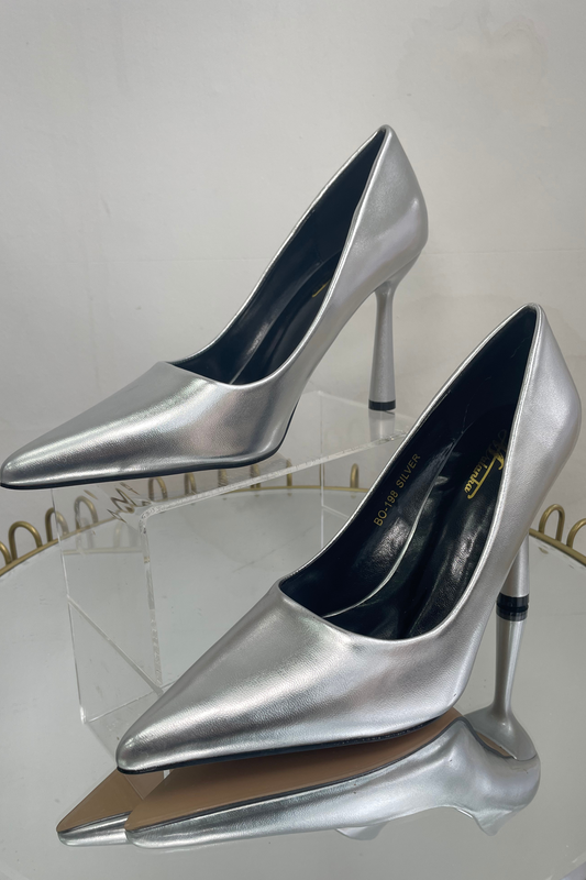 Silver Metallic Court Heels